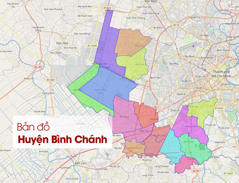 Bản đồ Huyện Bình Chánh: Cập nhật quy hoạch, vị trí các tuyến đường chính