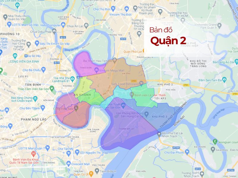 Bản đồ Quận 2, TP.HCM: Cập nhật chi tiết các Phường, tuyến đường