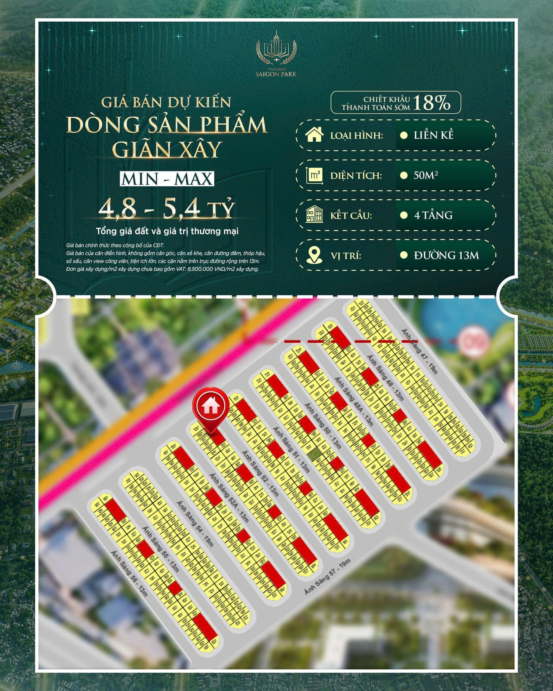 Bảng giá nhà phố Hóc Môn tại Vinhomes Saigon Park